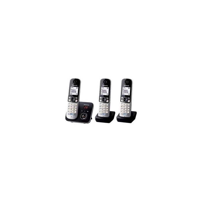 KX-TG6823 - Téléphone sans fil - système de répondeur avec ID d'appelant - DECTGAP - noir + 2 combinés supplémentaires