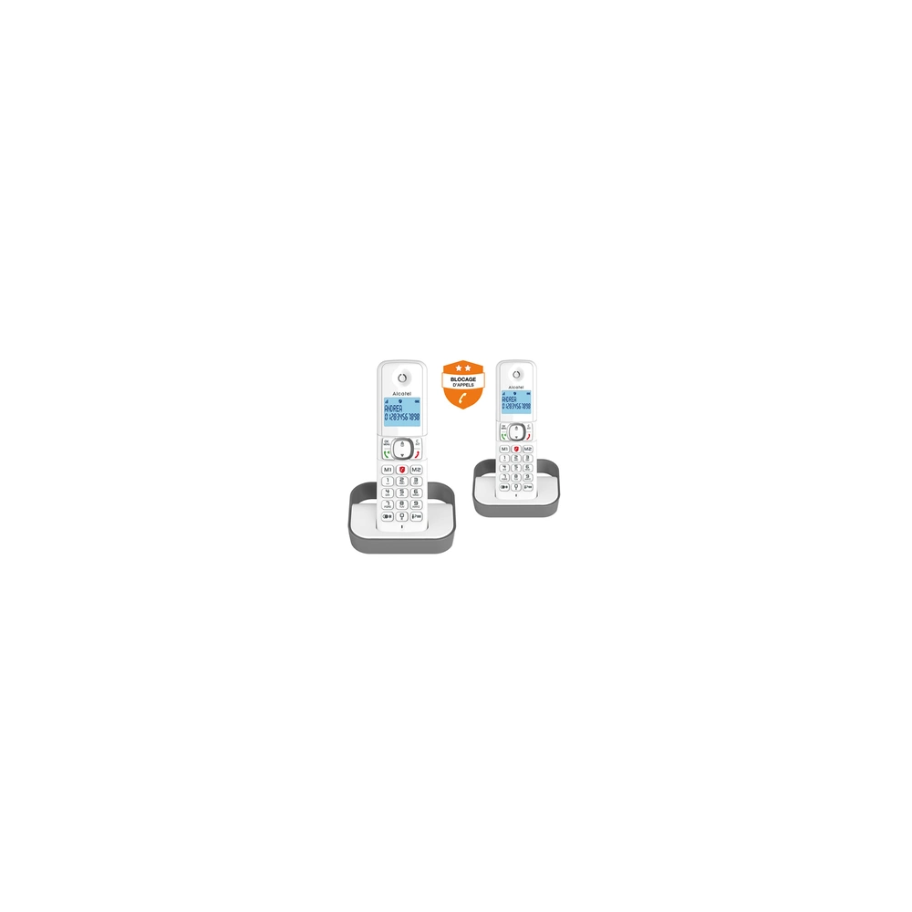 Pack Duo F 860 Duo avec fonction blocage des appels publicitaires blanc gris