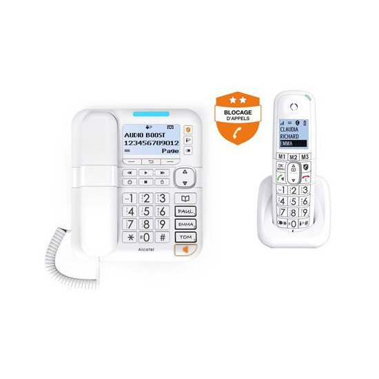 Téléphone fixe avec fil Alcatel XL785 Combo Blanc