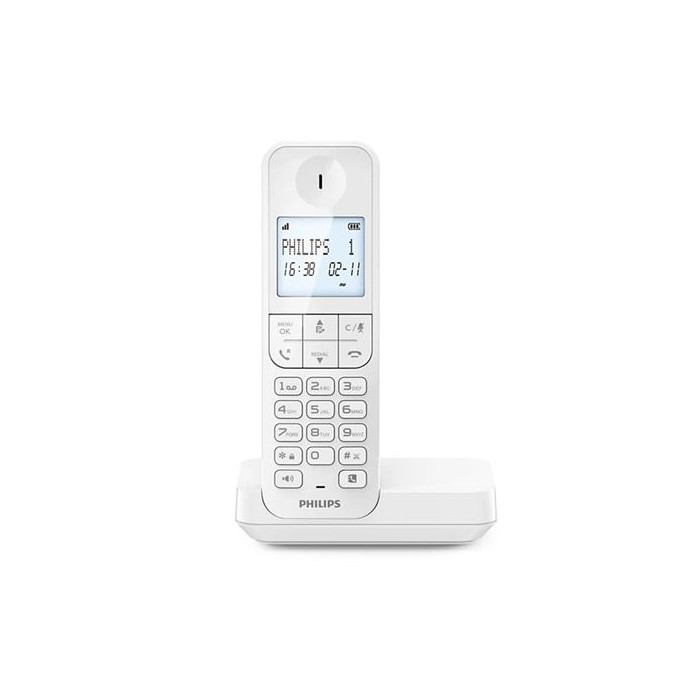 Téléphone Fixe Sans Fil Philips D2701W Solo Blanc