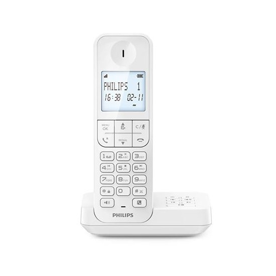 Téléphone fixe sans fil Philips D2751W Solo Blanc
