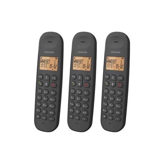 Logicom Iloa 350 - Téléphone sans fil avec ID d'appelant - DECTGAP - (conférence) à trois capacité d'appel - noir + 2 combinés s