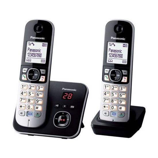 Téléphone fixe sans fil Panasonic KT-TG6822 Dect Duo Noir