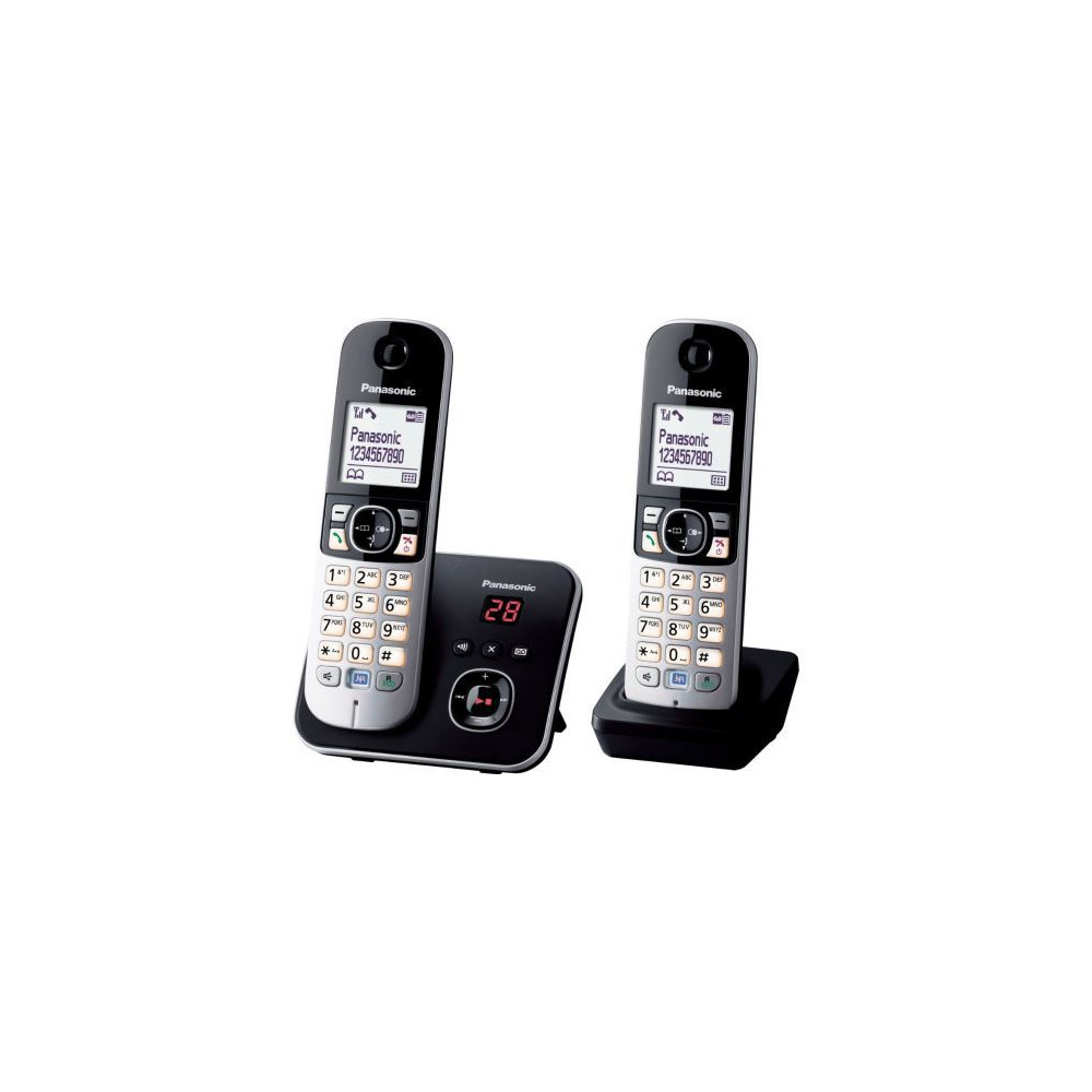 Téléphone fixe sans fil Panasonic KT-TG6822 Dect Duo Noir