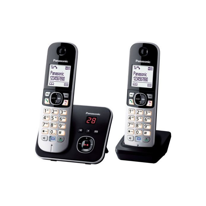 Téléphone fixe sans fil Panasonic KT-TG6822 Dect Duo Noir