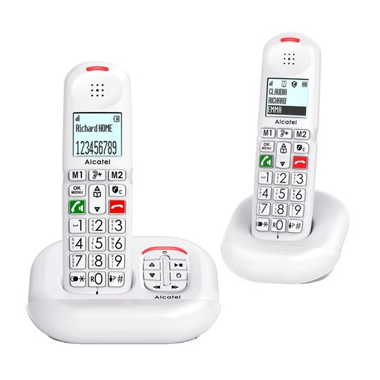 Pack de 2 Téléphones sans fil Alcatel XL685 Voice Duo Blanc
