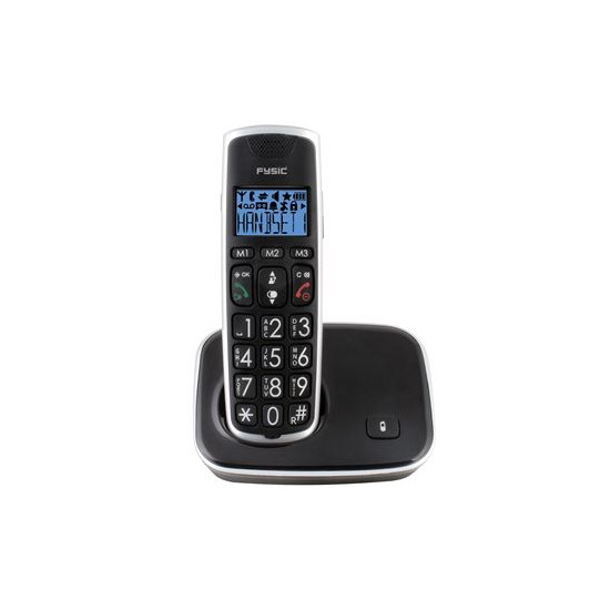 Fysic FX-6000 - Téléphone sans fil sénior grandes touches avec 1 combiné, noir
