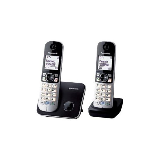 Panasonic KX-TG6812 - Téléphone sans fil avec ID d'appelant - DECTGAP - noir + combiné supplémentaire