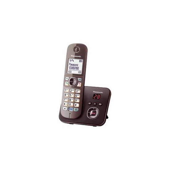 Panasonic KX-TG6821 - Téléphone sans fil - système de répondeur avec ID d'appelant - DECT - Marron mocca