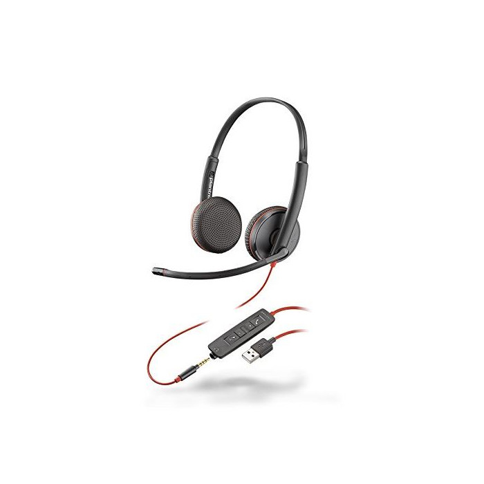Plantronics Blackwire 3225 Binaural Head-Band Black Headset – Headsets (Call Center/Office, Binaural, Head-Band, Black, IN-LINE 