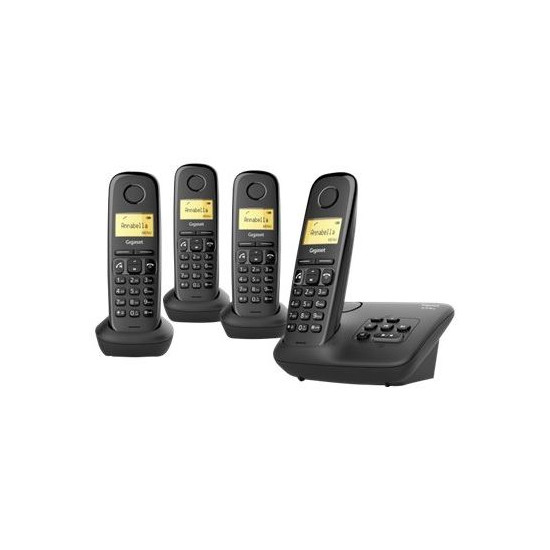 Gigaset A270A Quattro - Téléphone sans fil - système de répondeur avec ID d'appelant - DECTGAP - noir + 3 combinés supplémentair