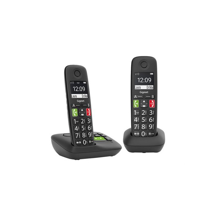 Gigaset E290A Duo - Téléphone sans fil - système de répondeur avec ID d'appelant - ECO DECTGAP - noir + combiné supplémentaire