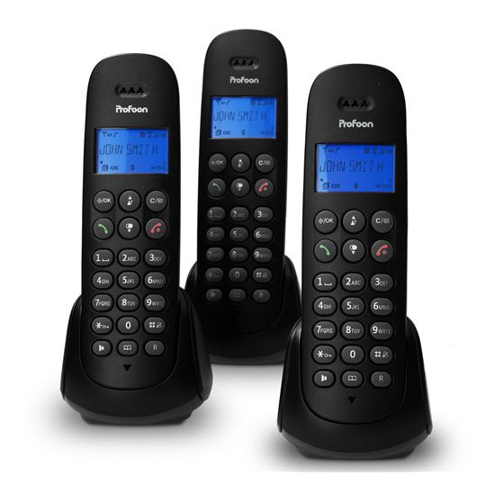 Profoon PDX-300 TRIPLE - Téléphone sans fil noir