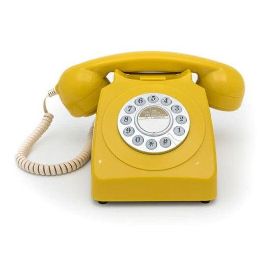 GPO 746 PUSH Jaune - Téléphone Fixe Rétro