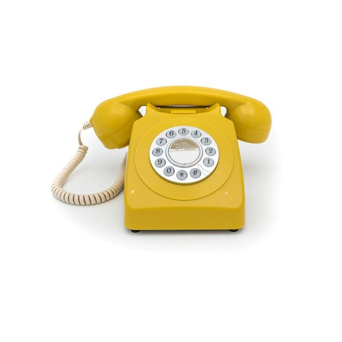 GPO 746 PUSH Jaune - Téléphone Fixe Rétro