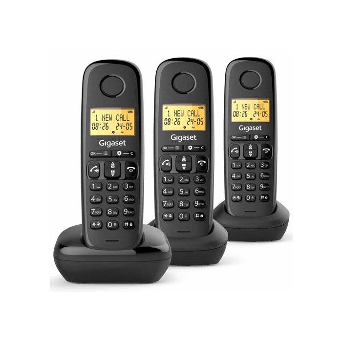 Gigaset Basic100 Trio Noir - Téléphone Sans Fil