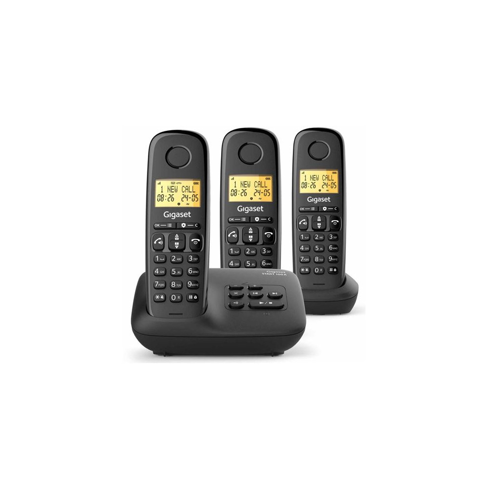 Gigaset Basic 100A Trio Noir - Téléphone sans fil