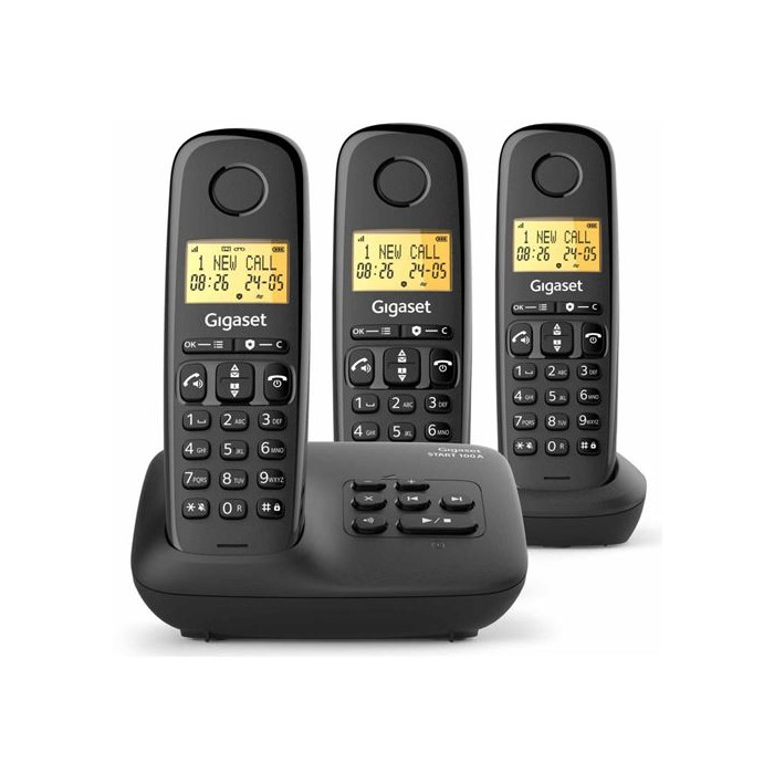 Gigaset Basic 100A Trio Noir - Téléphone sans fil