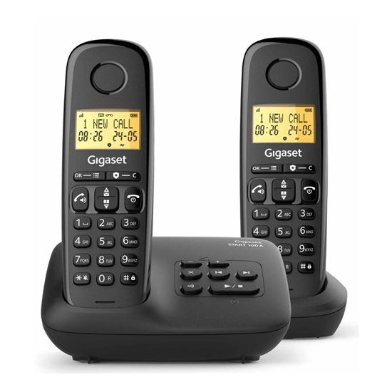 Gigaset Basic 100A Duo Noir - Téléphone Sans Fil