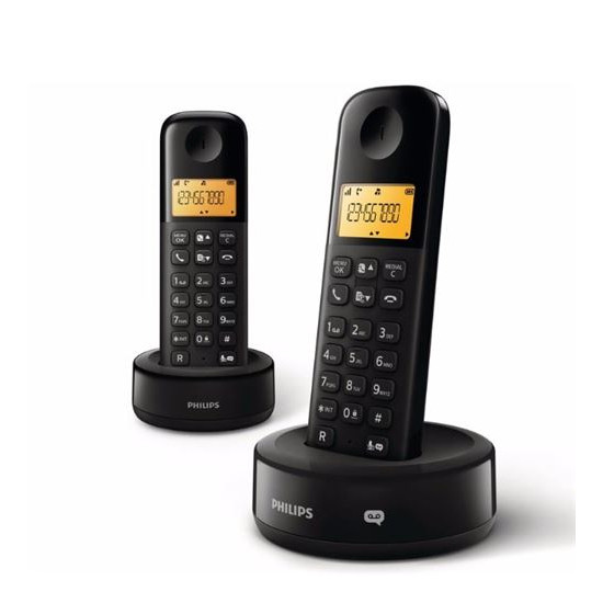 Téléphone fixe sans fil Philips D1652B Noir