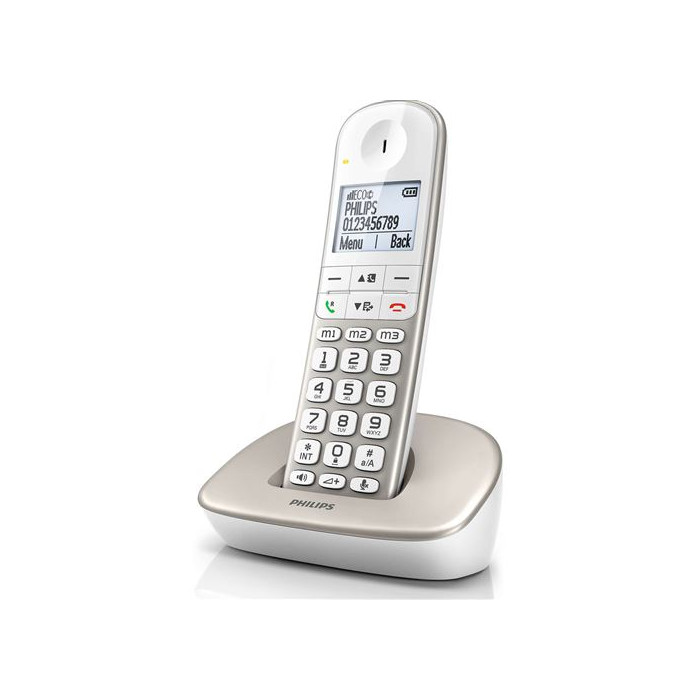 Téléphone fixe sans fil Philips XL4901S Blanc et Gris