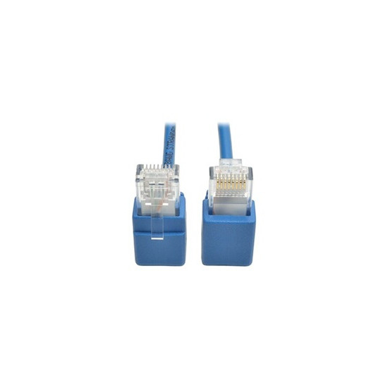 Tripp Lite Series Right-Angle Cat6 Gigabit Snagless Molded Slim UTP Ethernet Cable (RJ45 M/M), Blue, 1 ft. (0.31 m) - Cordon de 