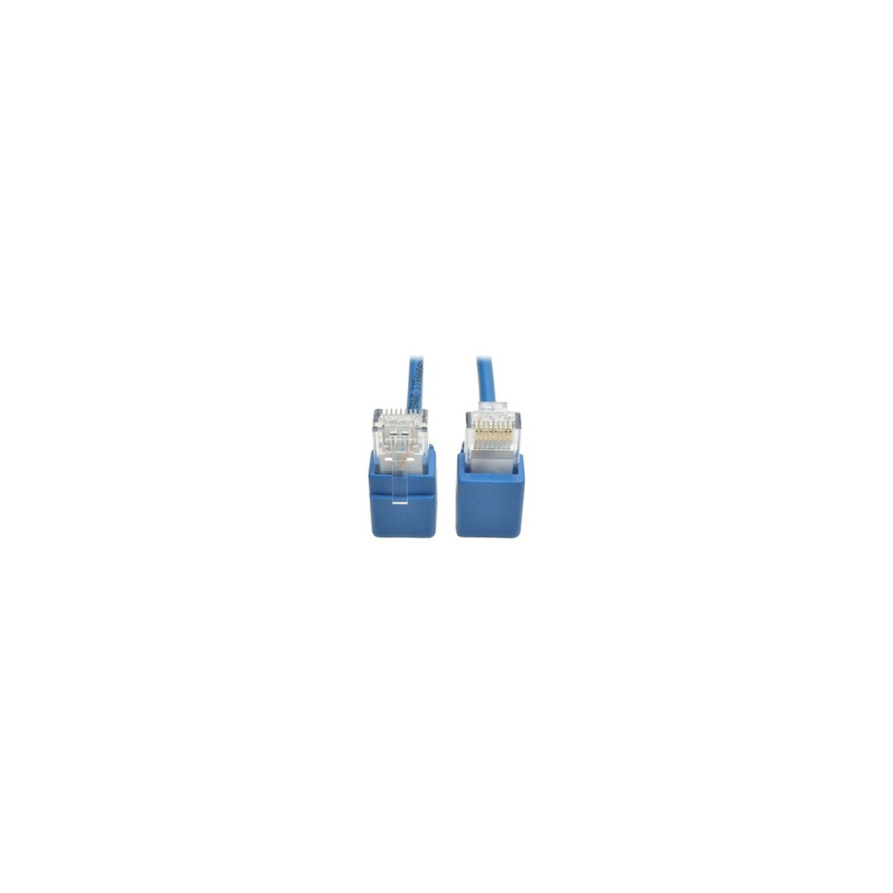 Tripp Lite Series Right-Angle Cat6 Gigabit Snagless Molded Slim UTP Ethernet Cable (RJ45 M/M), Blue, 1 ft. (0.31 m) - Cordon de 