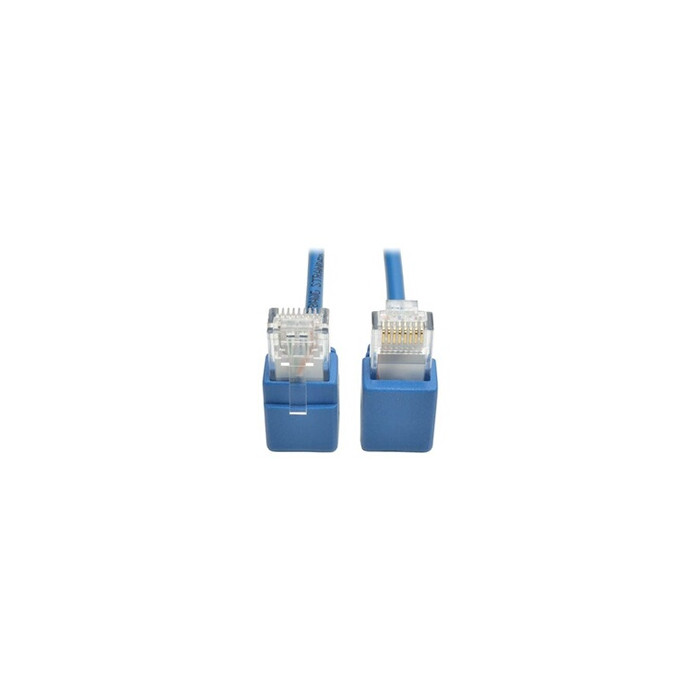Tripp Lite Series Right-Angle Cat6 Gigabit Snagless Molded Slim UTP Ethernet Cable (RJ45 M/M), Blue, 1 ft. (0.31 m) - Cordon de 