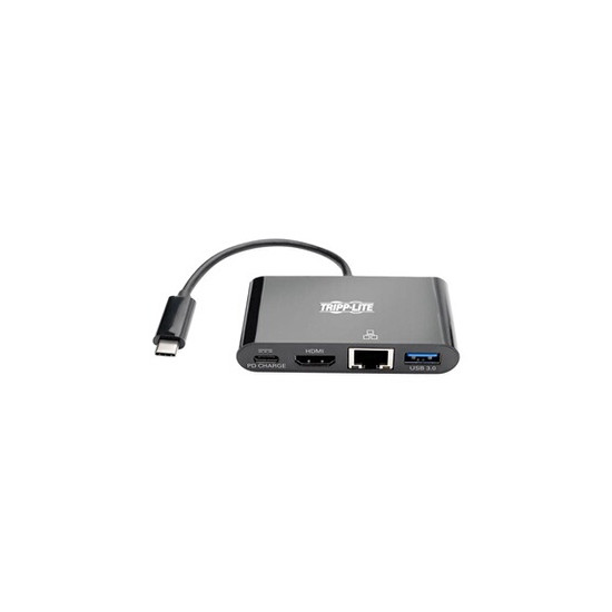 Tripp Lite Series USB C to HDMI Multiport Video Adapter Converter w/ USB-A Hub, USB-C PD Charging, Gigabit Ethernet Port, USB Ty
