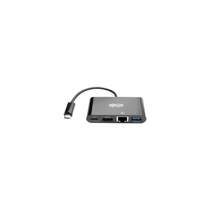 Tripp Lite Series USB C to HDMI Multiport Video Adapter Converter w/ USB-A Hub, USB-C PD Charging, Gigabit Ethernet Port, USB Ty