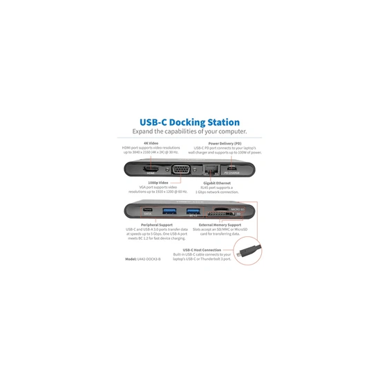 Tripp Lite USB-C Docking Station - 4K HDMI & VGA