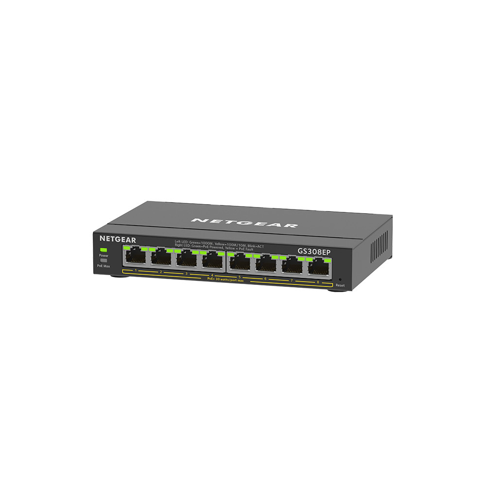 NETGEAR GS308EP Géré L2/L3 Gigabit Ethernet (10/100/1000) Connexion Ethernet, supportant l'alimentation via ce port (PoE) Noir -