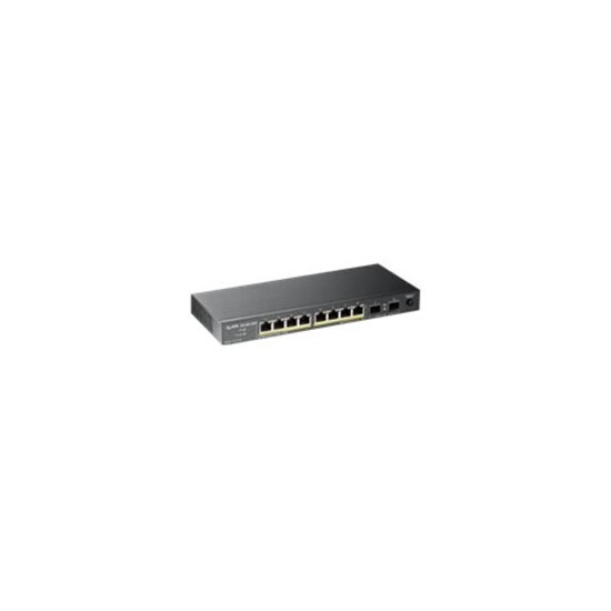 GS1100-10HP - Commutateur - non géré - 8 x 10/100/1000 (PoE+) + 2 x Gigabit SFP - de bureau, fixation murale - PoE+ (130 W)