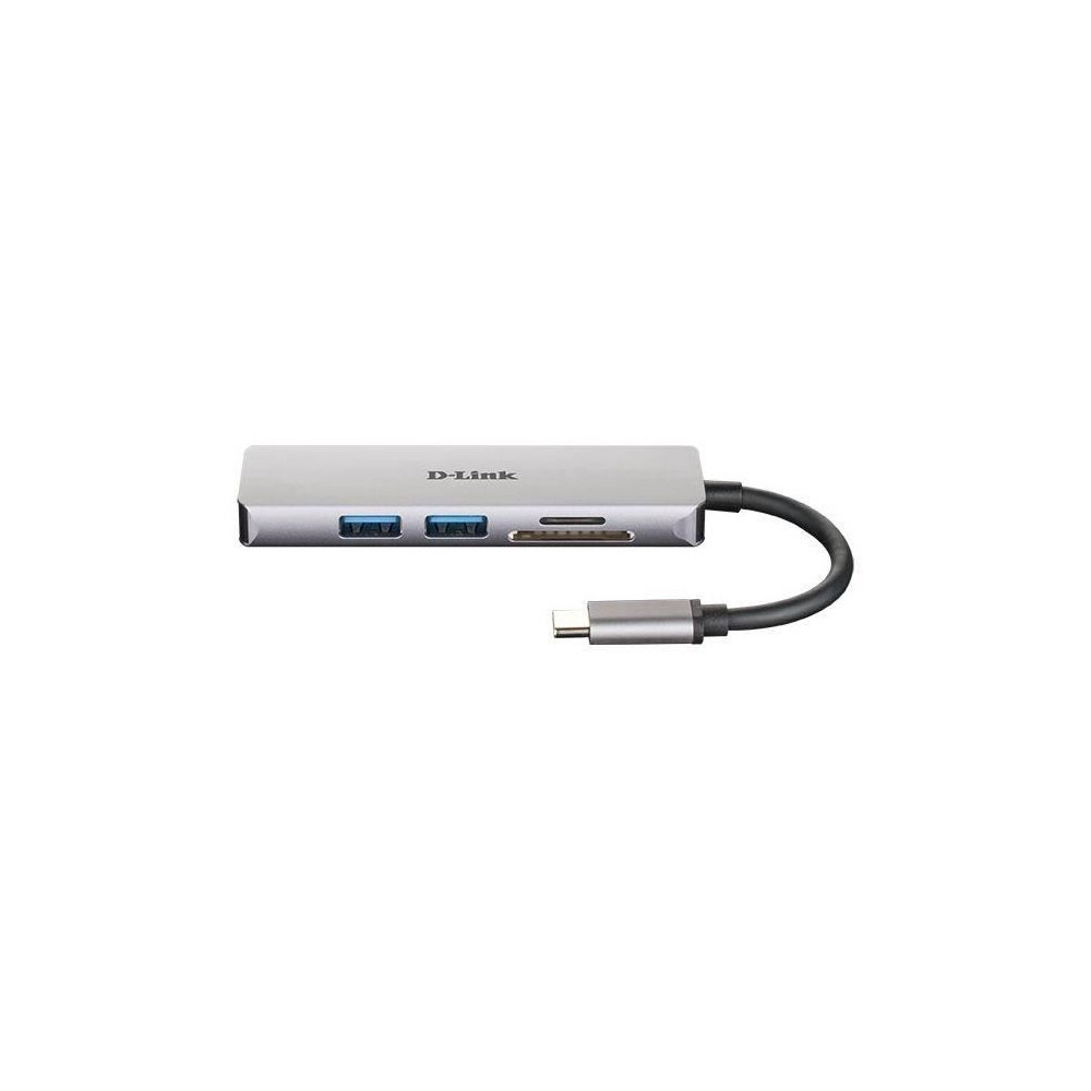 Hub USB-C 5-en-1 - D-Link - DUB-M530 - Vidéo Ultra HD 4K - 2 ports USB 3.0 - Coque aluminium