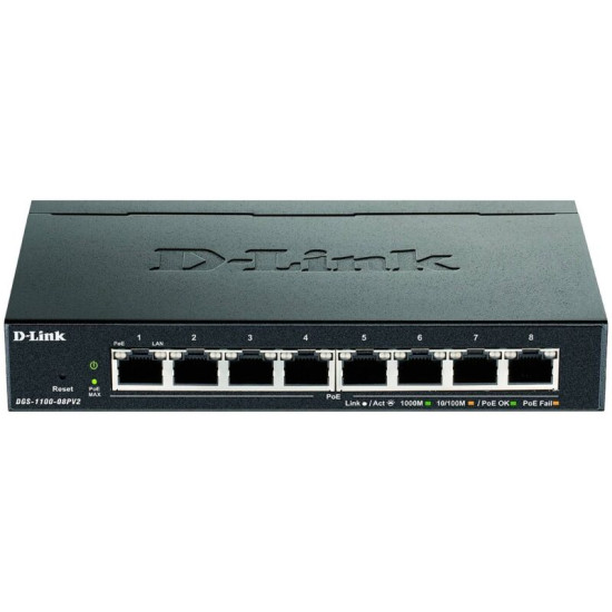 Switch Réseau Rj45 D-link Dgs-1100-08pv2/e 8 Ports 16 Gbit/s Fonction Poe X596272