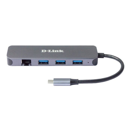 Hub USB-C 5-en-1 - D-Link - DUB-2334 - 3 Ports USB 3.2 - Gigabit Ethernet - Auto-alimenté