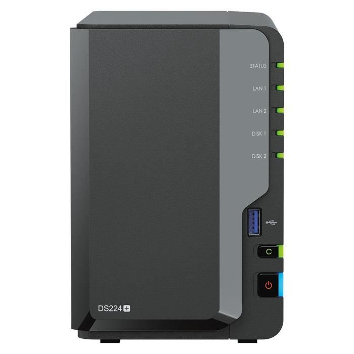 Serveur NAS - SYNOLOGY - DS224+ - 2 Go RAM DDR4 - Intel Celeron J4125 - RAID 0