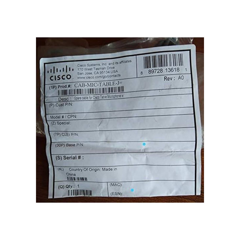Câble audio Cisco Microphone de table 9 mètres