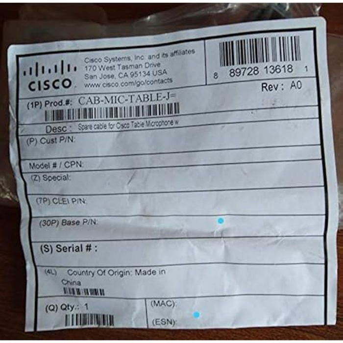 Câble audio Cisco Microphone de table 9 mètres