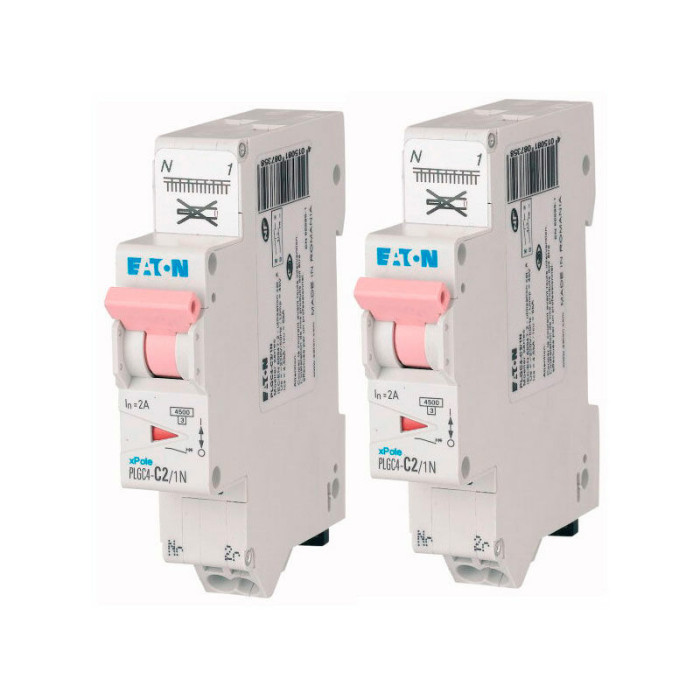 Eaton - Lot De 2 Disjoncteurs Auto 2a Plg, Ph+n (en 60898) Courbe C