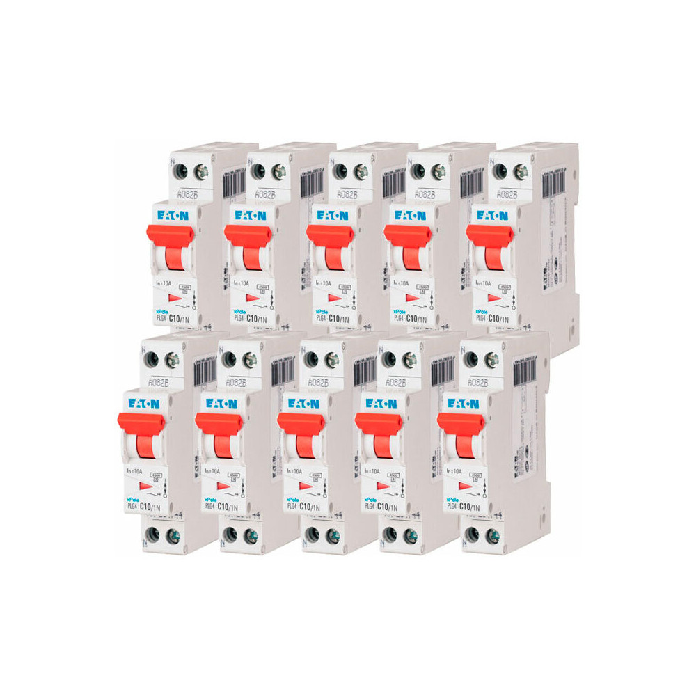 Eaton - Lot de 10 disjoncteurs 10A plg, Ph+N 4,5kA (en 60898) courbe c