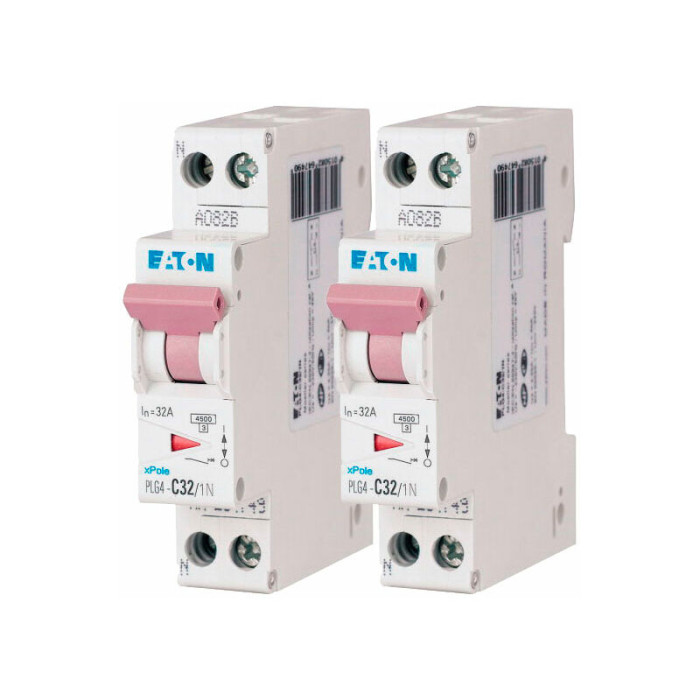 Lot De 2 Disjoncteurs 32a Plg, Ph+n 4,5ka (en 60898) Courbe C Eaton