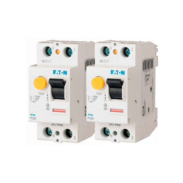 Lot De 2 Interrupteurs Différentiels 40a Pfgm, 30ma Type A Eaton