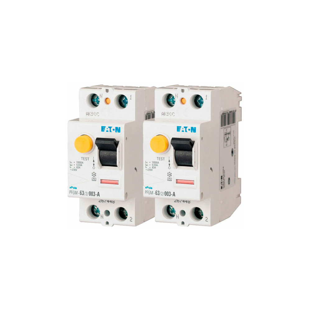 Lot De 2 Interrupteurs Différentiels À Vis 63a Type A, Pfgm, 30ma Eaton