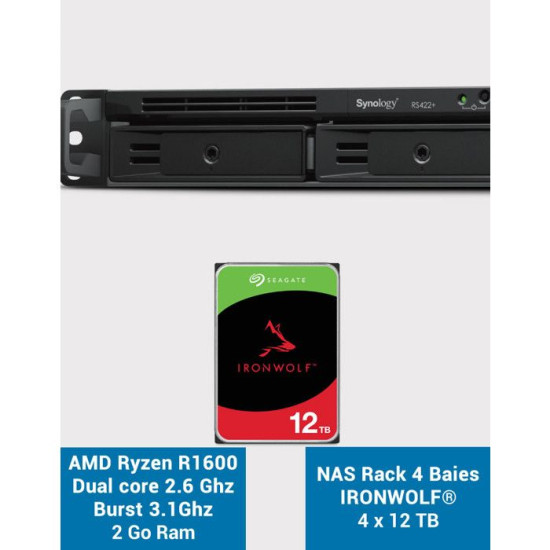 Serveur NAS Rack Synology RS422+ 48To