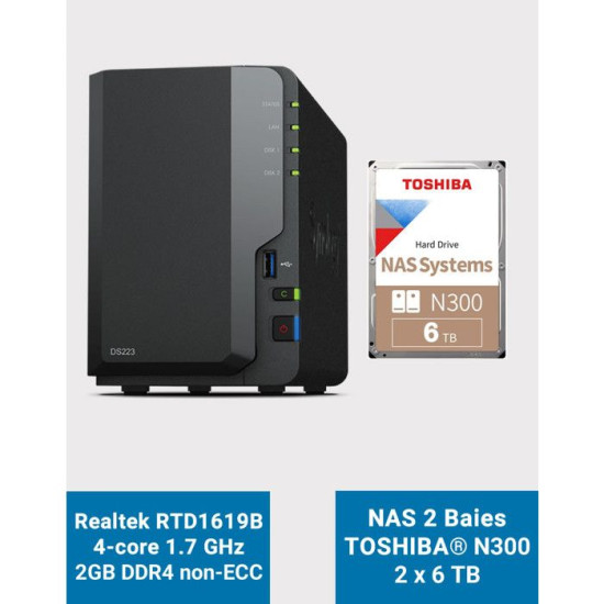 Serveur NAS Synology DS223 avec 12To de stockage