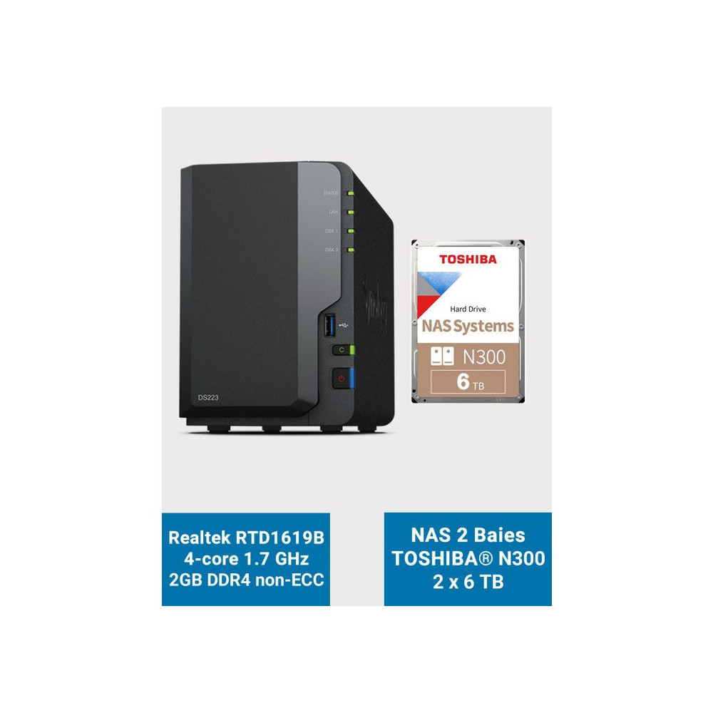 Serveur NAS Synology DS223 avec 12To de stockage