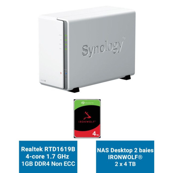 Synology DiskStation DS223J Serveur NAS IRONWOLF 8To (2x4To)