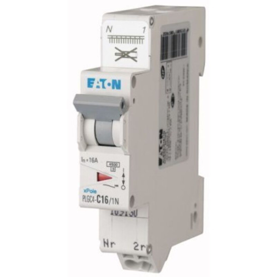Eaton - Disjoncteur auto 20A plg, Ph+N, borne à ressort, 4,5kA (en 60898) courbe c