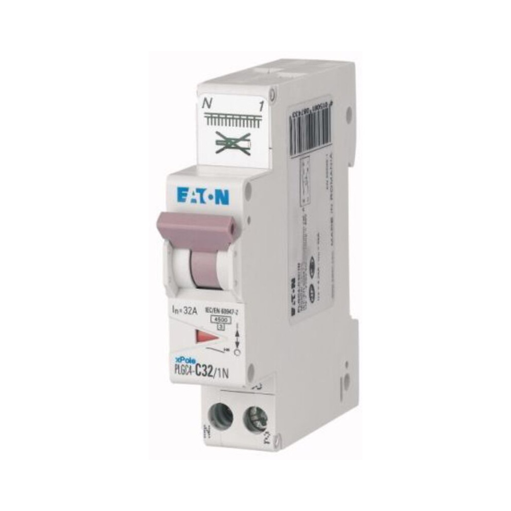 Eaton - Disjoncteur auto 32A plg , Ph+N, borne à ressort, 4,5kA (en 60898) courbe c